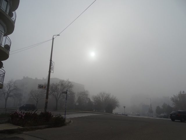 мъгла, път