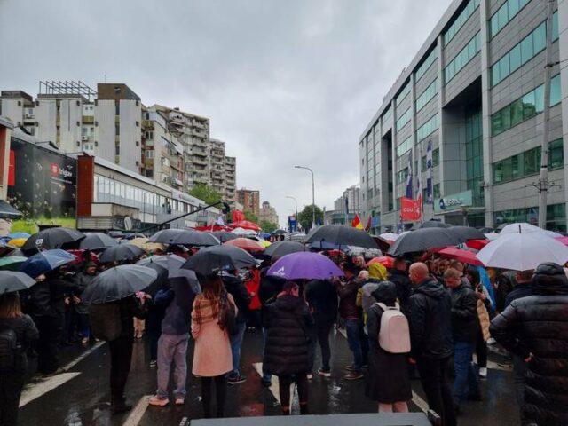 СДСМ проведе президборен митинг пред сградата на Делегацията на ЕС в Скопие