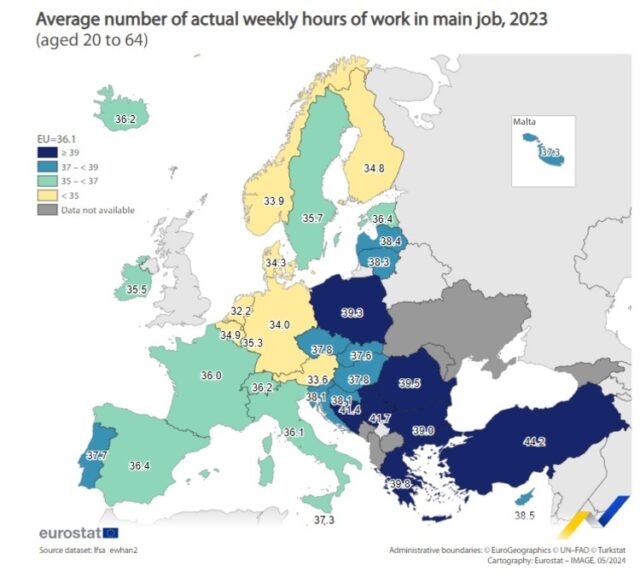 България е сред страните с най-дълга работна седмица в ЕС, според Евростат