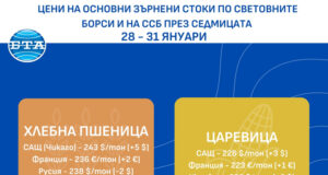 Възходяща тенденция при цените на основни зърнени култури по световните борси в края на януари, отчитат експертите на ССБ