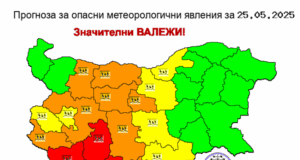 Червен код за интензивни валежи е в сила за три области на страната, оранжев е кодът за осем области