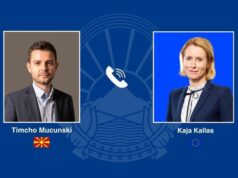 Тимчо Муцунски в телефонен разговор с Кая Калас: Северна Македония остава ангажирана с европейските ценности