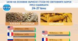 Цените на основните зърнени стоки на световните борси се понижават в последните дни на юни, отчитат експертите на Софийската стокова борса