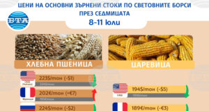 Разнопосочно движение в цените на основните зърнени стоки по световните борси през седмицата, по данни на Софийската стокова борса