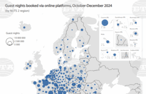 Солиден ръст на резервираните чрез онлайн платформи нощувки в ЕС през първото тримесечие на 2025 г. отчита Евростат