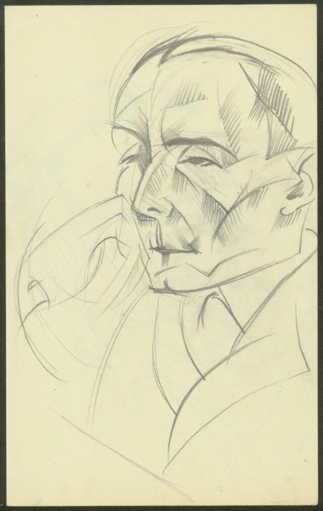 [Портрет на Никос Канздзакис]. Молив. [1922] г.ЦДА, ф. 77К, оп. 3, а.е. 4, л. 14