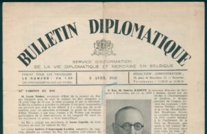 Симеон Радев в Брюксел – краят на една забележителна дипломатическа кариера Съобщение за новоназначения пълномощен министър на България в Брюксел Симеон Радев в Дипломатически бюлетин, издание на Информационната служба за дипломатическия и светски живот в Белгия. Брюксел. Април 1938 г.ЦДА, ф. 77К, оп. 4, а.е. 42, л. 3