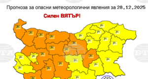 Предупреждение за силен и бурен вятър в неделя издаде НИМХ, в 12 области в сила ще бъде оранжев код