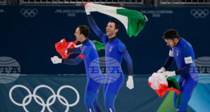 Италия е олимпийски шампион в отборното преследване на бързо пързаляне с кънки на Игрите в Милано