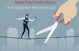 Корицата на доклада за медийната свобода в Европа през 2025 г. Снимка: Съвет на Европа
