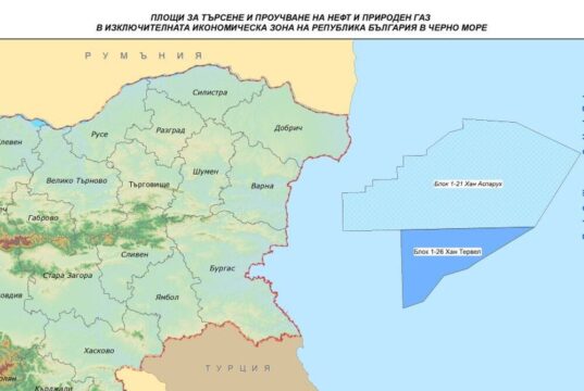 Местоположението на двата блока "Хан Аспарух" и "Хан Тервел". Снимка: Министерство на енергетиката