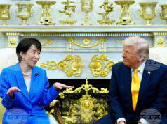 След Трюдо, Зеленски и Макрон дойде ред и на Такаичи Японската премиерка Санае Такаичи разговаря днес с американския президент Доналд Тръмп в Овалния кабинет на Белия дом.